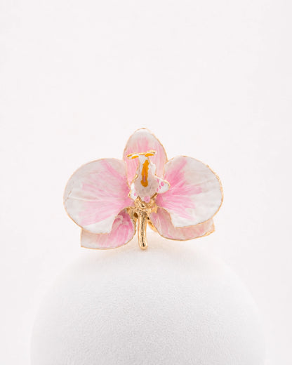'Milk and Cyclamen' Orchid Ring, size 4 cm