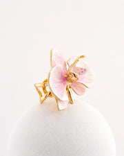 'Milk and Cyclamen' Orchid Ring, size 4 cm