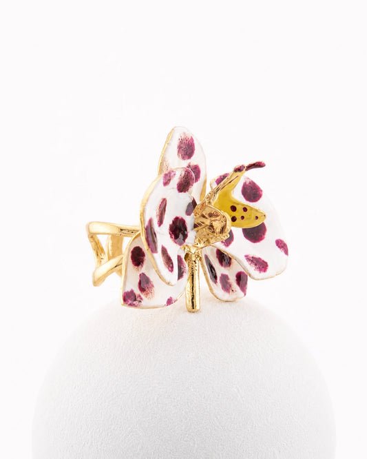 'Milk and Plum' Orchid Ring, size 4 cm