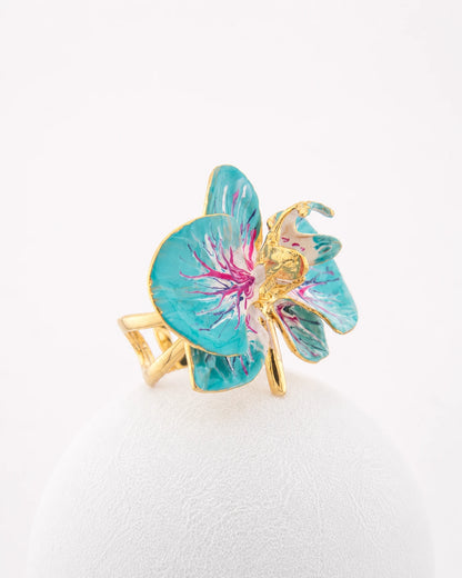'Turquoise' Orchid Ring, size 4 cm
