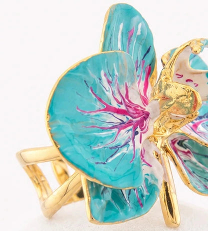 'Turquoise' Orchid Ring, size 4 cm