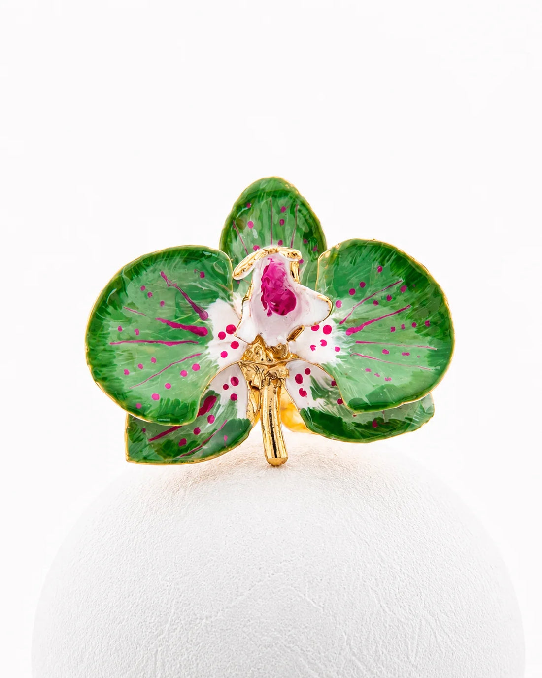 Anello Orchidea Verde Aloe e Geranio