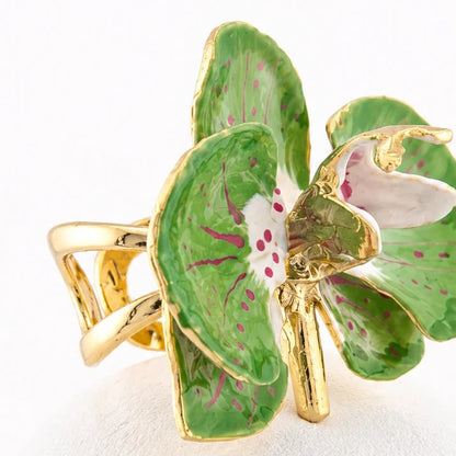Anello Orchidea Verde Aloe e Geranio