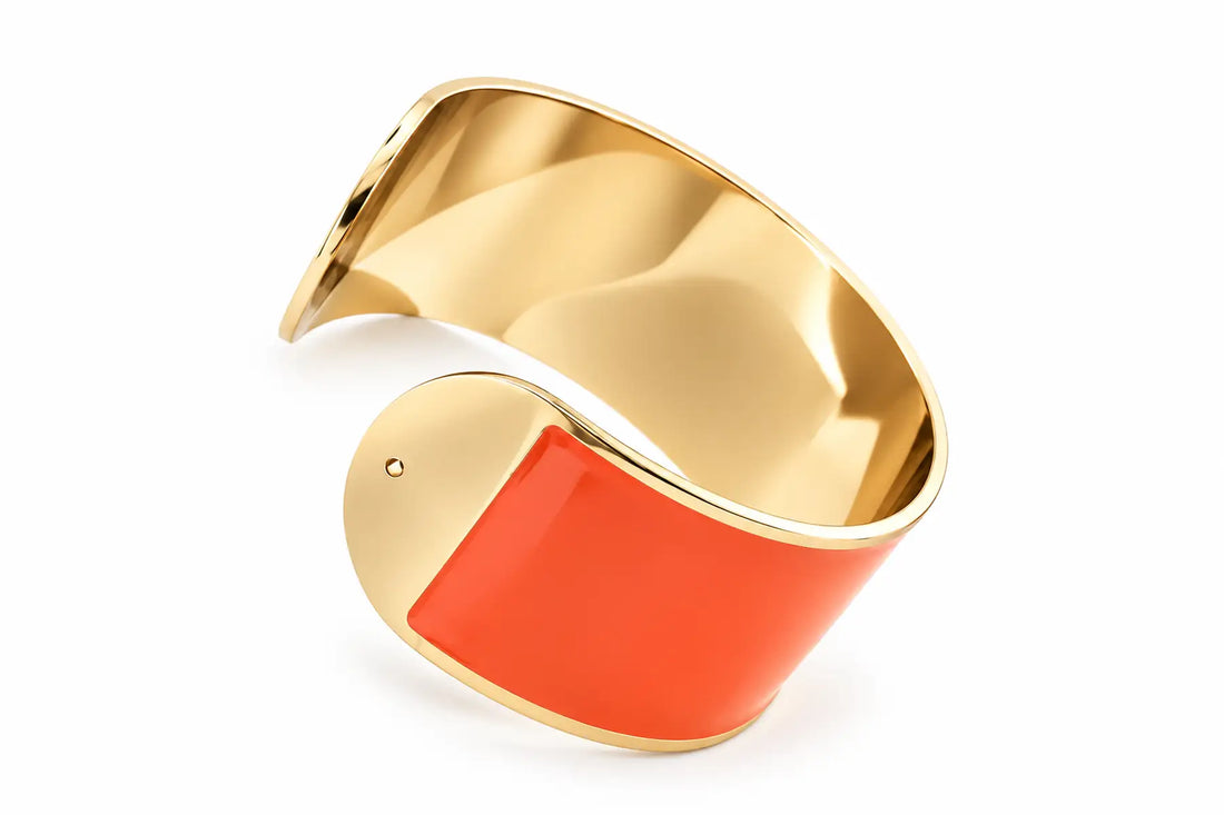 30mm 'Coral Orange' Enamel Bracelet