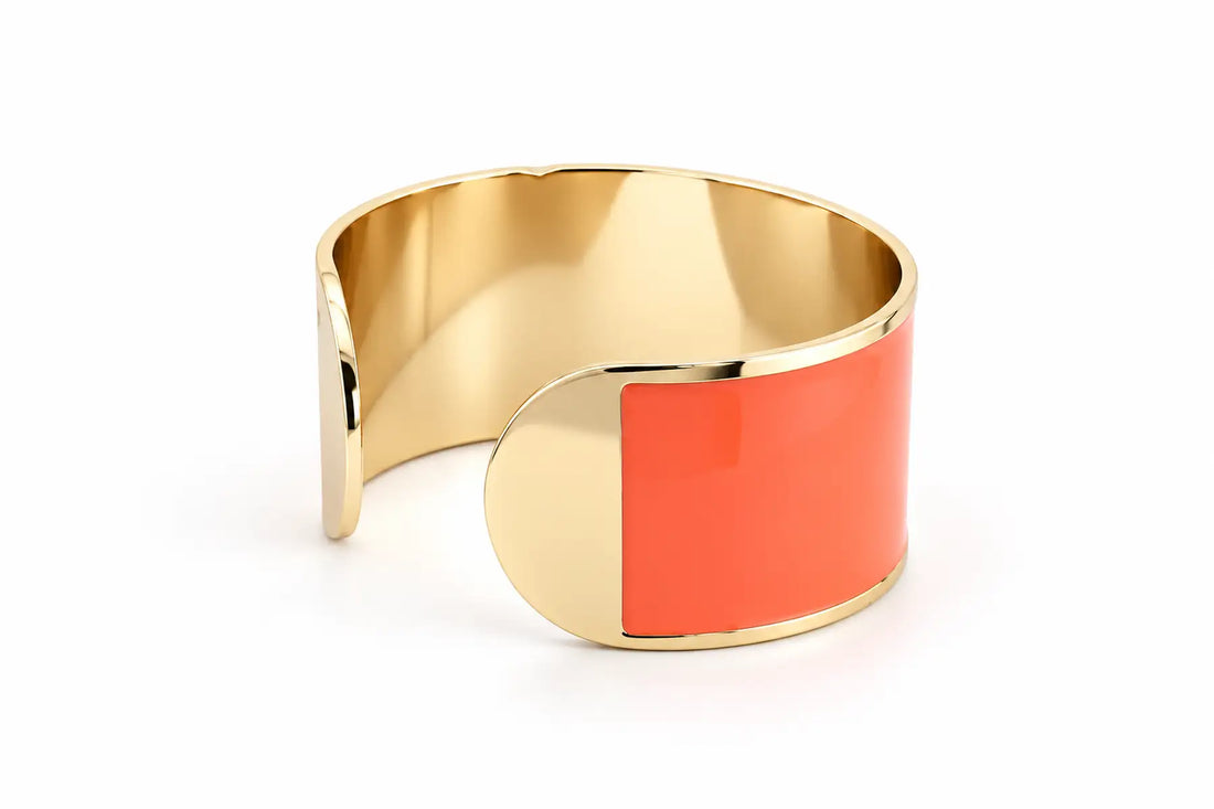 30mm 'Coral Orange' Enamel Bracelet