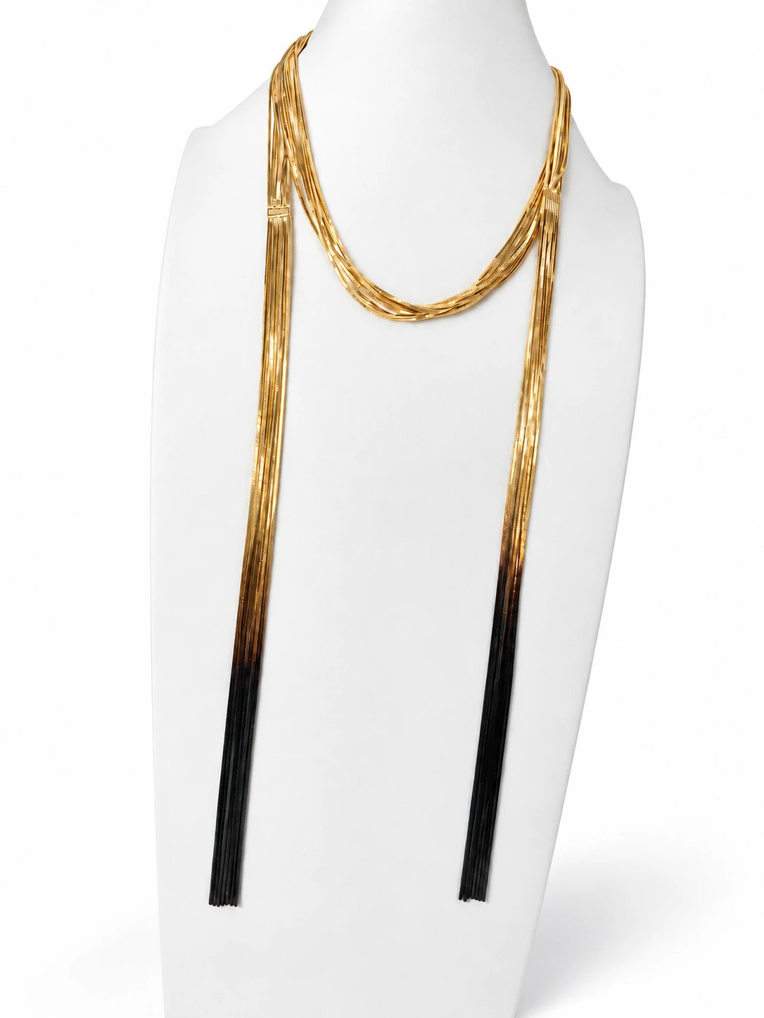 Collar Voilà de 6 hilos degradados en oro y negro