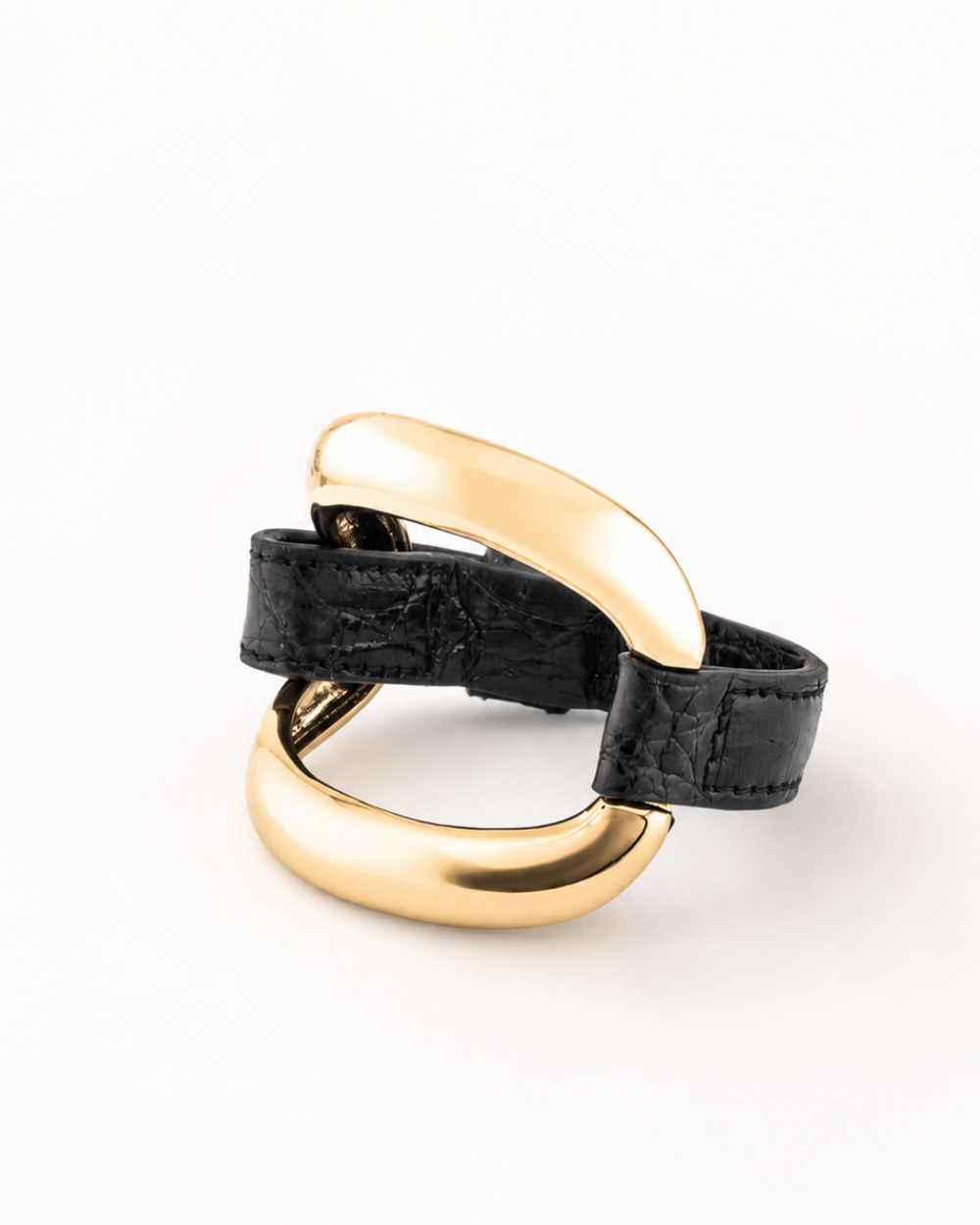 Bracciale Alligator  'Nero cucitura nera'
