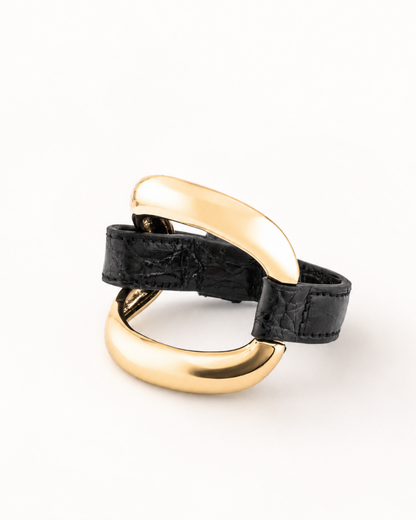 Pulsera de caimán 'Negro con pespunte negro'