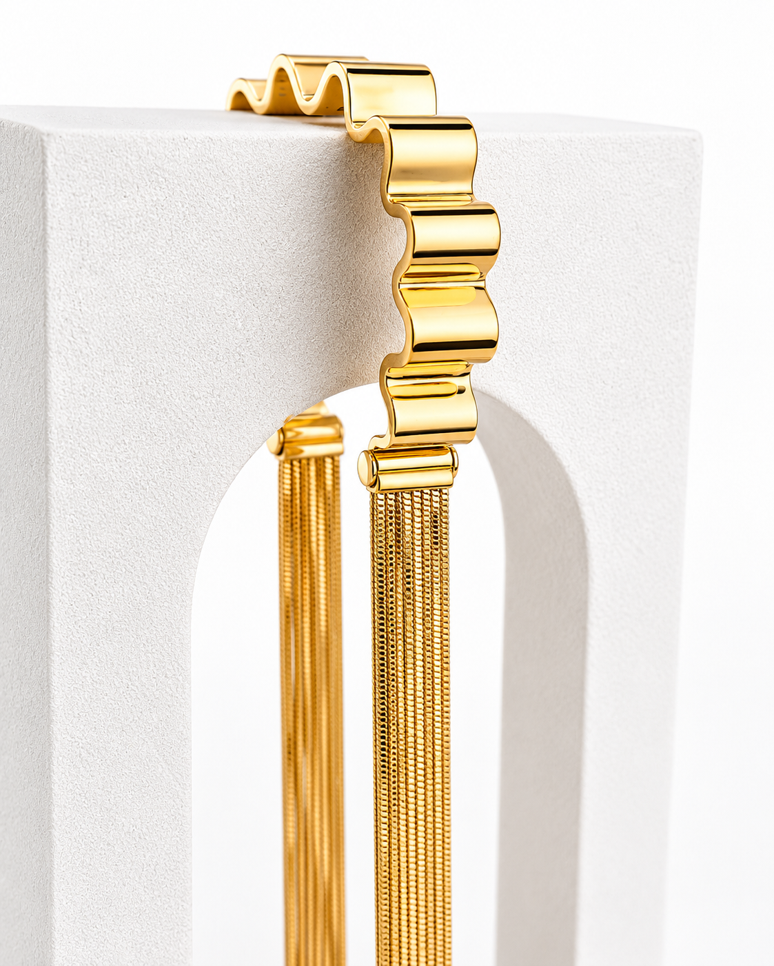 Pulsera "Olas" con flecos de 1 cm de altura, talla M (muñeca de hasta 19 cm)