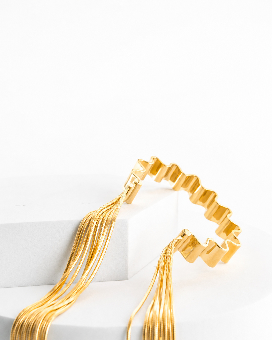 Pulsera "Olas" con flecos de 1 cm de altura, talla M (muñeca de hasta 19 cm)
