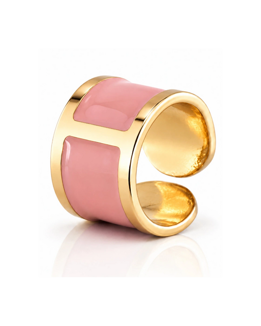 Anello smalto  Rosa antico