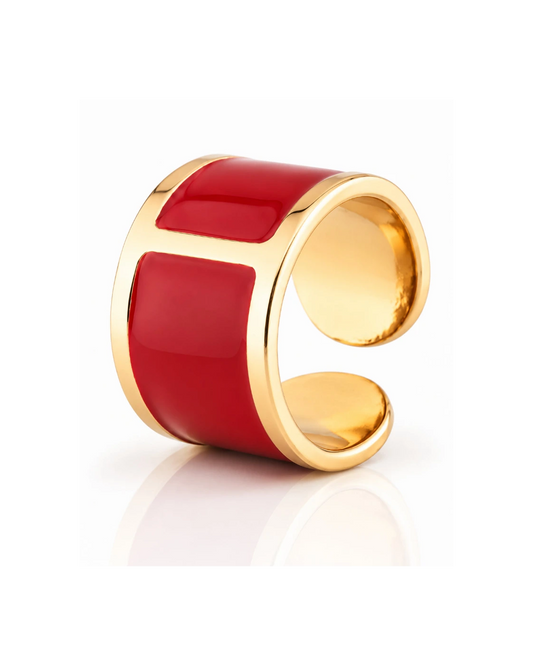 'Red Lacquer' Enamel Ring