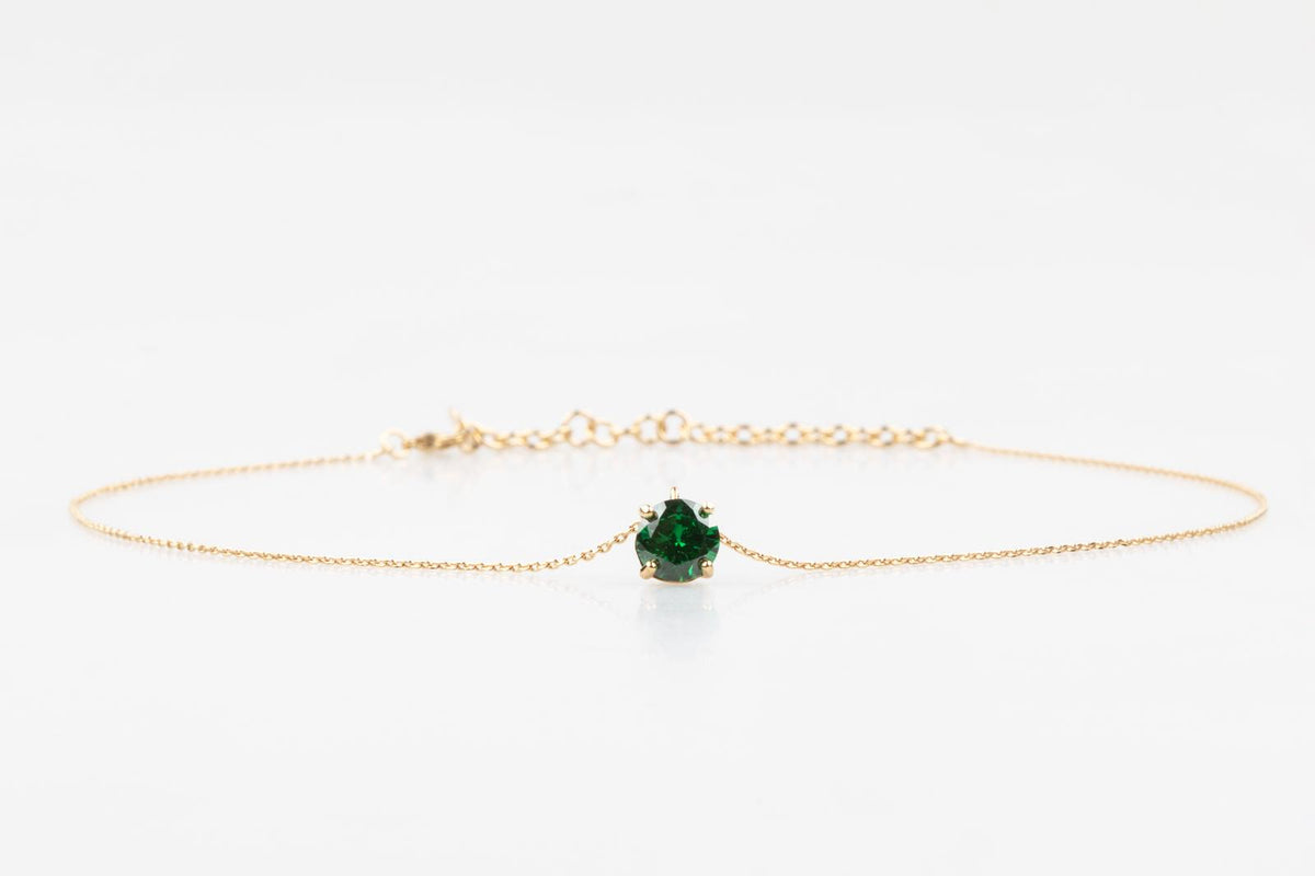 La Pietra dell’Anima di Agosto  Choker Tormalina Verde smeraldo ct1.57 Diametro 8 mm