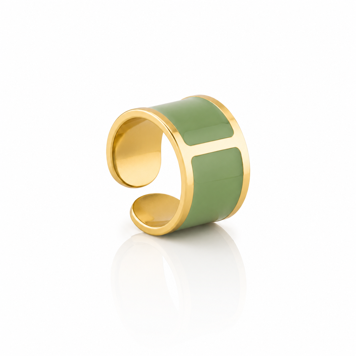 Anillo esmaltado 'Verde Aloe'