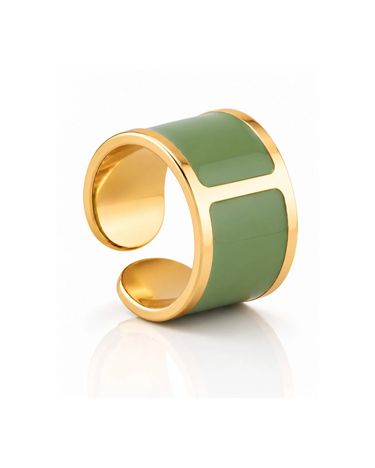 Anello smalto Verde Aloe