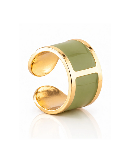 Anillo de esmalte 'Verde Salvia'