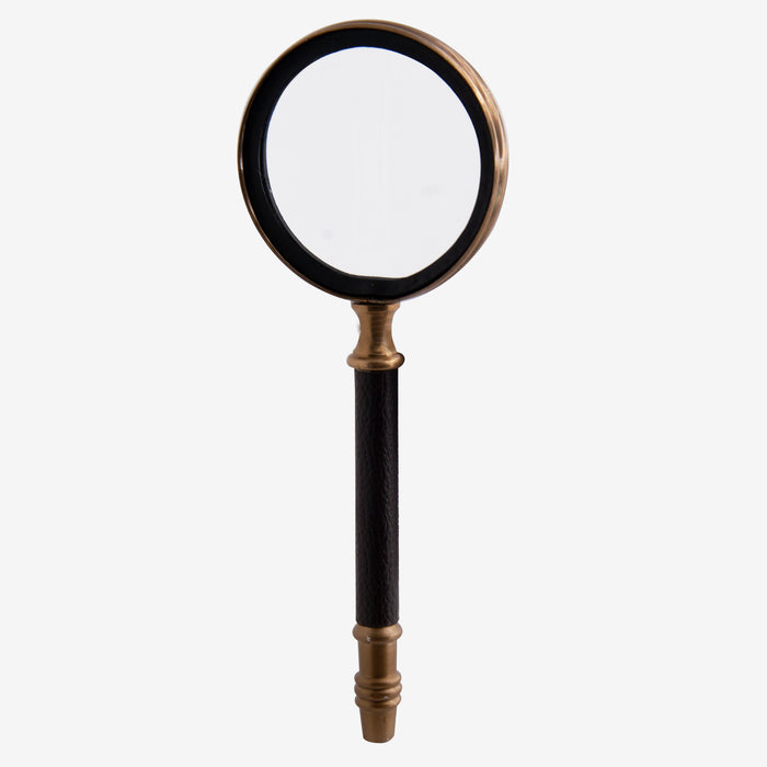 Leather and brass handle magnifying glass