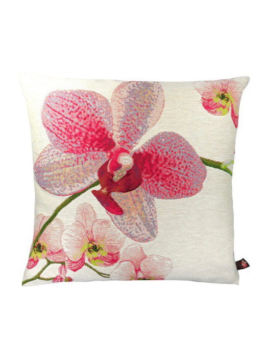 Flower cushion in orchid jacquard