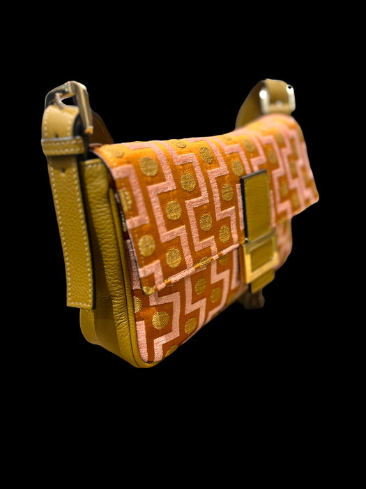 Carly Baguette in fabric and leather